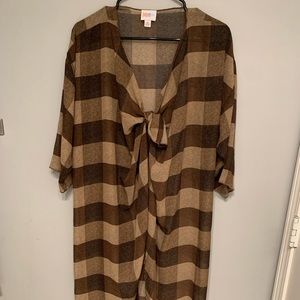 Lula roe sheer plaid print cover up size M brown